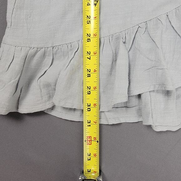 Lottie Moss Wrap Mini Dress M Light Blue Ruffle Hem Cottagecore - Picture 7 of 7